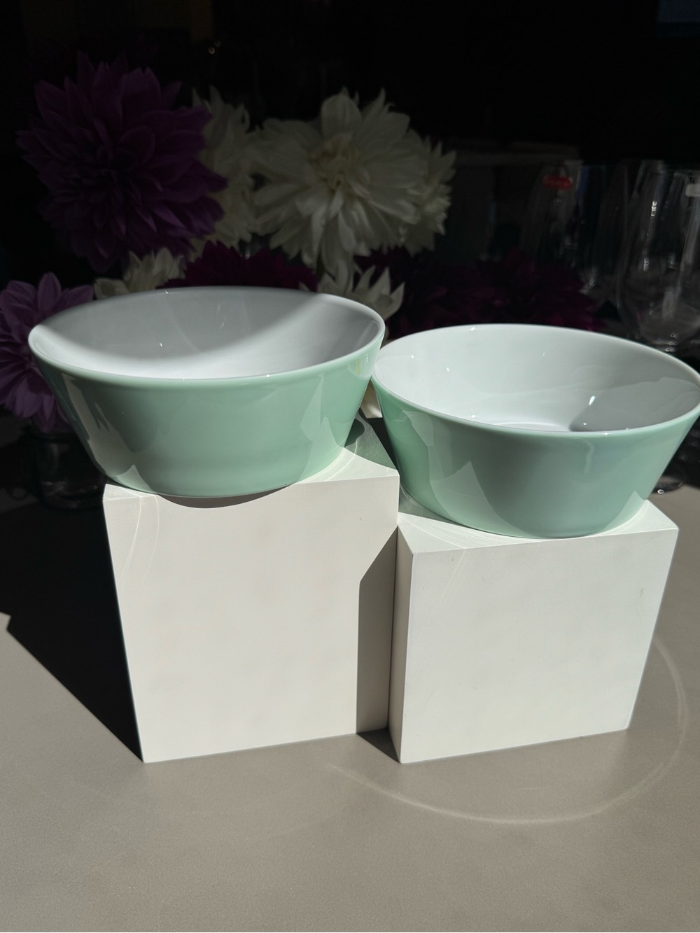 Arzberg TRIC Sieger Design Mint Green 2 Coupe Cereal Bowls Germany